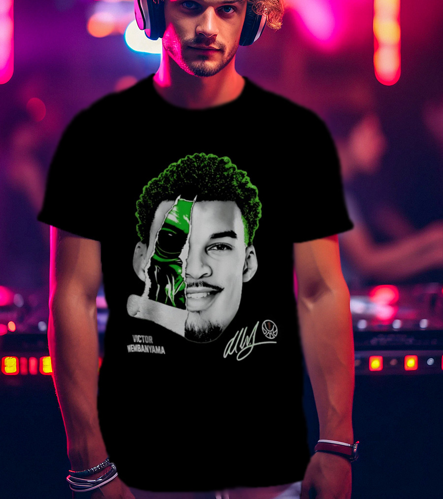 Victor Wembanyama Alien Torn Creature Signature T-Shirt