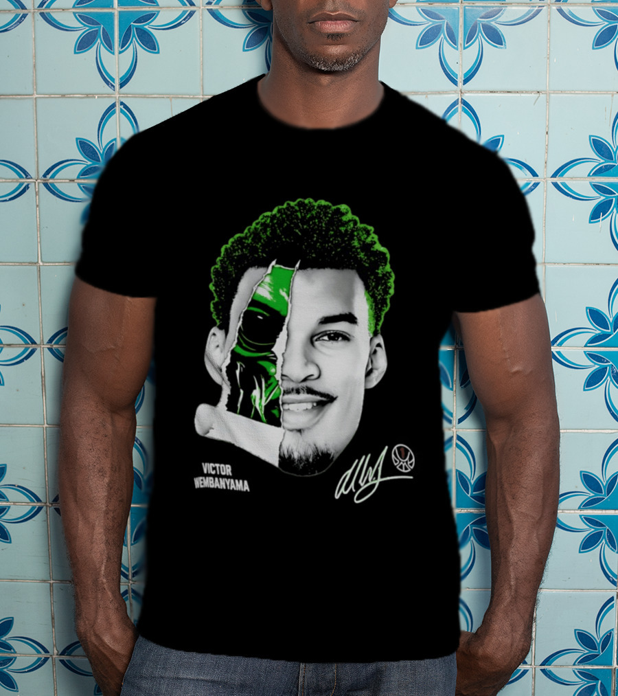 Victor Wembanyama Alien Torn Creature Signature T-Shirt