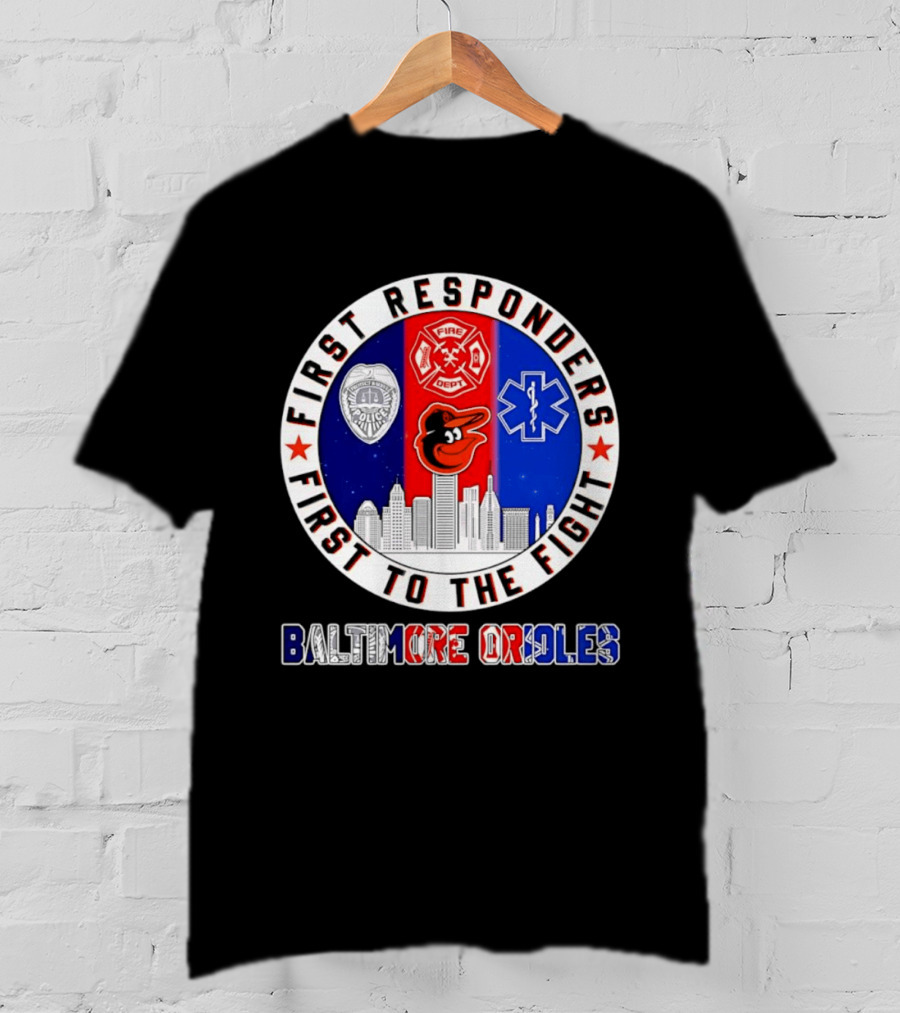 First Responders Baltimore Orioles City Skyline T-Shirt