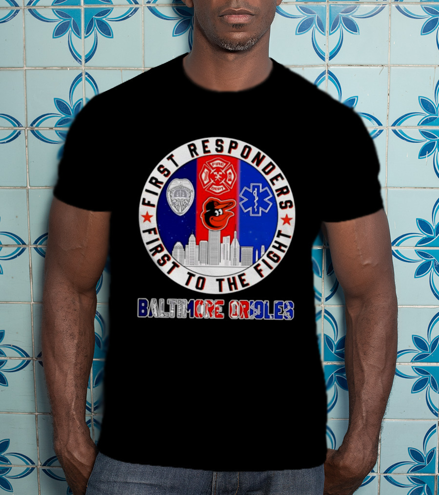 First Responders Baltimore Orioles City Skyline T-Shirt