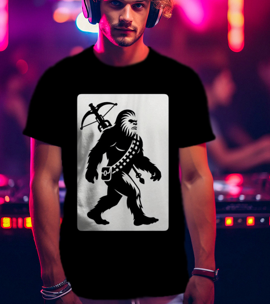 Chewbacca Bigfoot Star Wars Wookiee Hunter Sci Fi Creature Crossbow Trekker T-Shirt