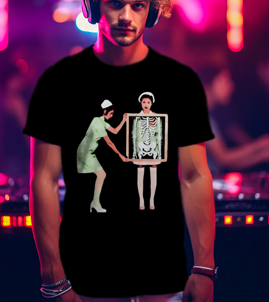 Nurse With X Ray Skeleton And Red Heart T-Shirt