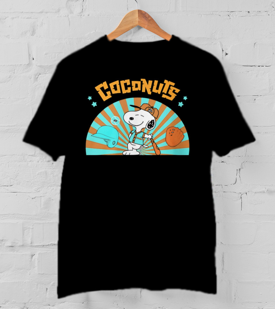Snoopy Coconuts Baseball Player Cartoon Dog Peanuts Charlie Brown T-Shirt