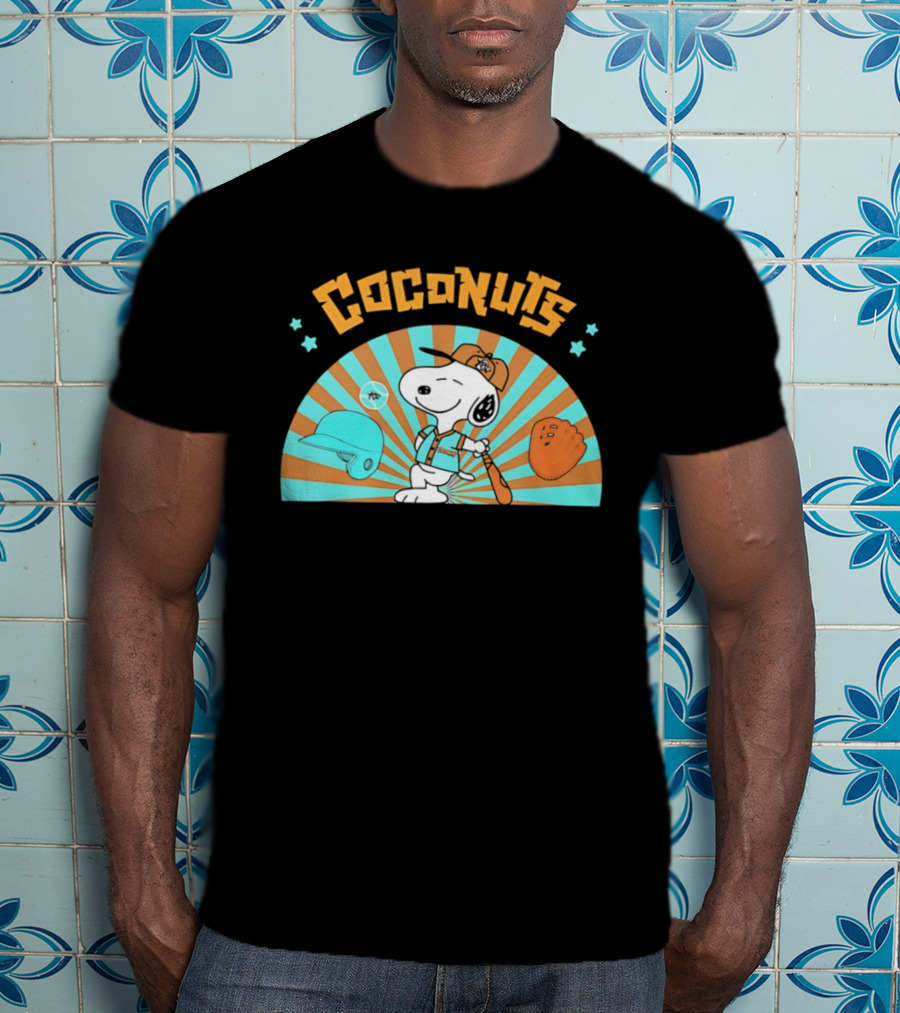 Snoopy Coconuts Baseball Player Cartoon Dog Peanuts Charlie Brown T-Shirt