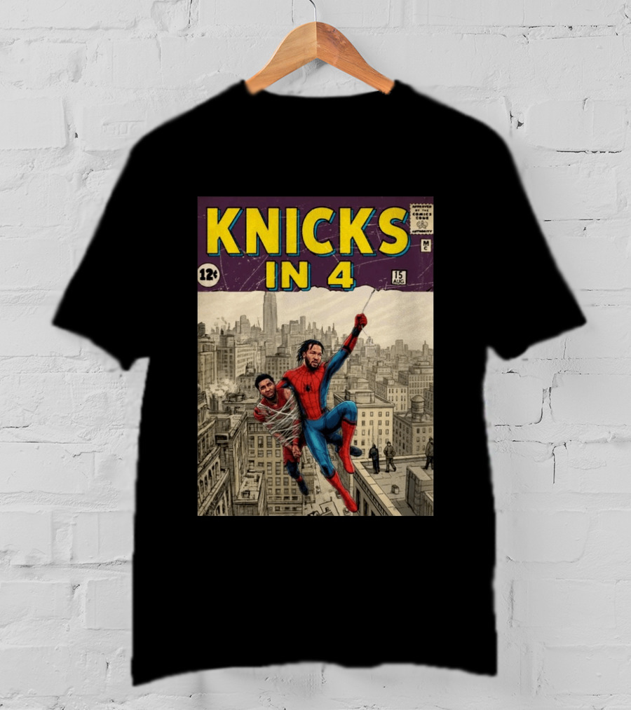 Knicks In 4 Jalen Brunson Spider Man Cover T-Shirt