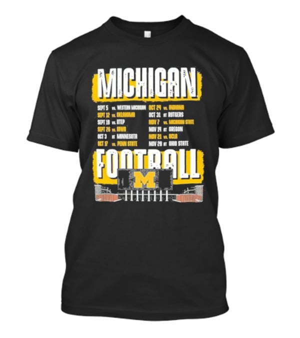 Michigan Football Big Ten Conference Schedule Ann Arbor Stadium Route Eateries And Landmarks T-Shirt