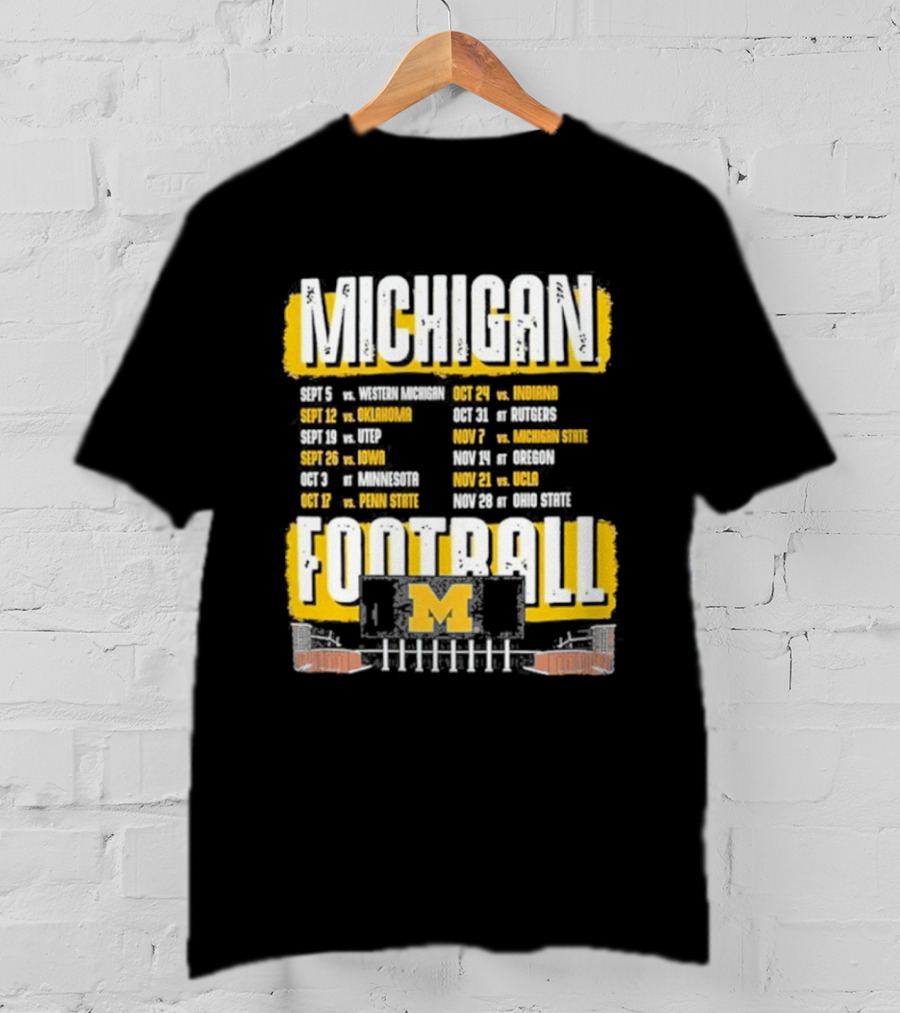 Michigan Football Big Ten Conference Schedule Ann Arbor Stadium Route Eateries And Landmarks T-Shirt