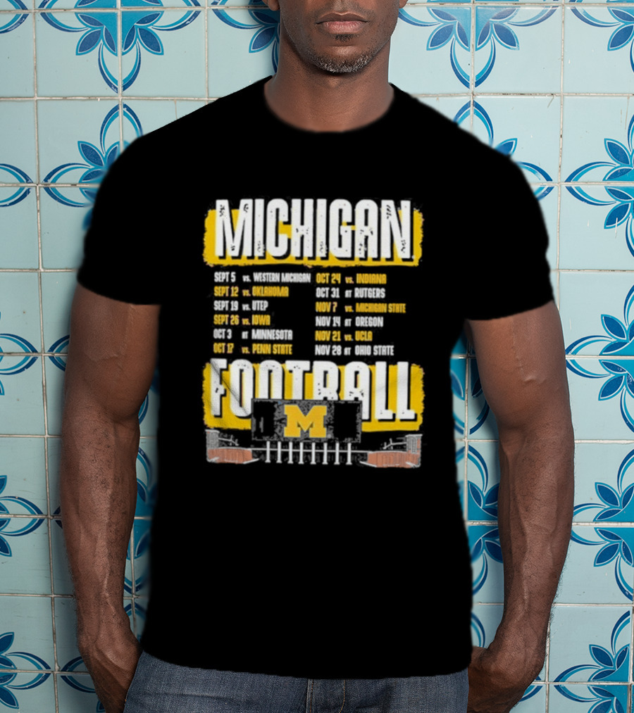 Michigan Football Big Ten Conference Schedule Ann Arbor Stadium Route Eateries And Landmarks T-Shirt