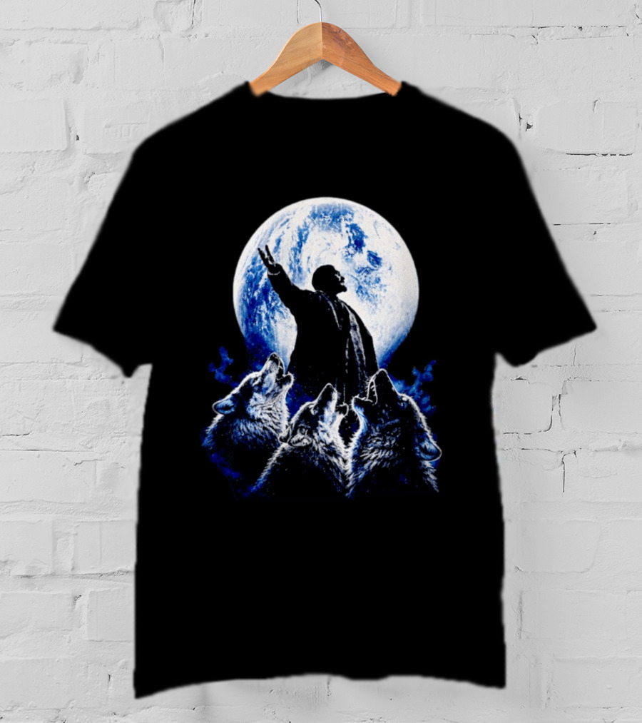 Vladimir Lenin Moon Wolves Howling Speaker T-Shirt