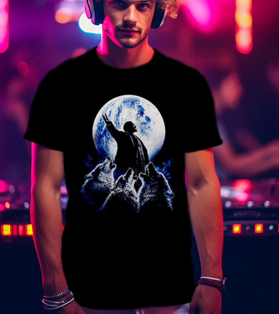 Vladimir Lenin Moon Wolves Howling Speaker T-Shirt