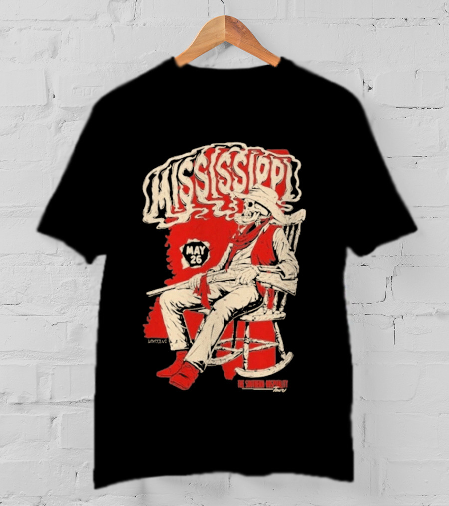 Whiskey Myers May 26 Mississippi Cowboy In Rocking Chair T-Shirt