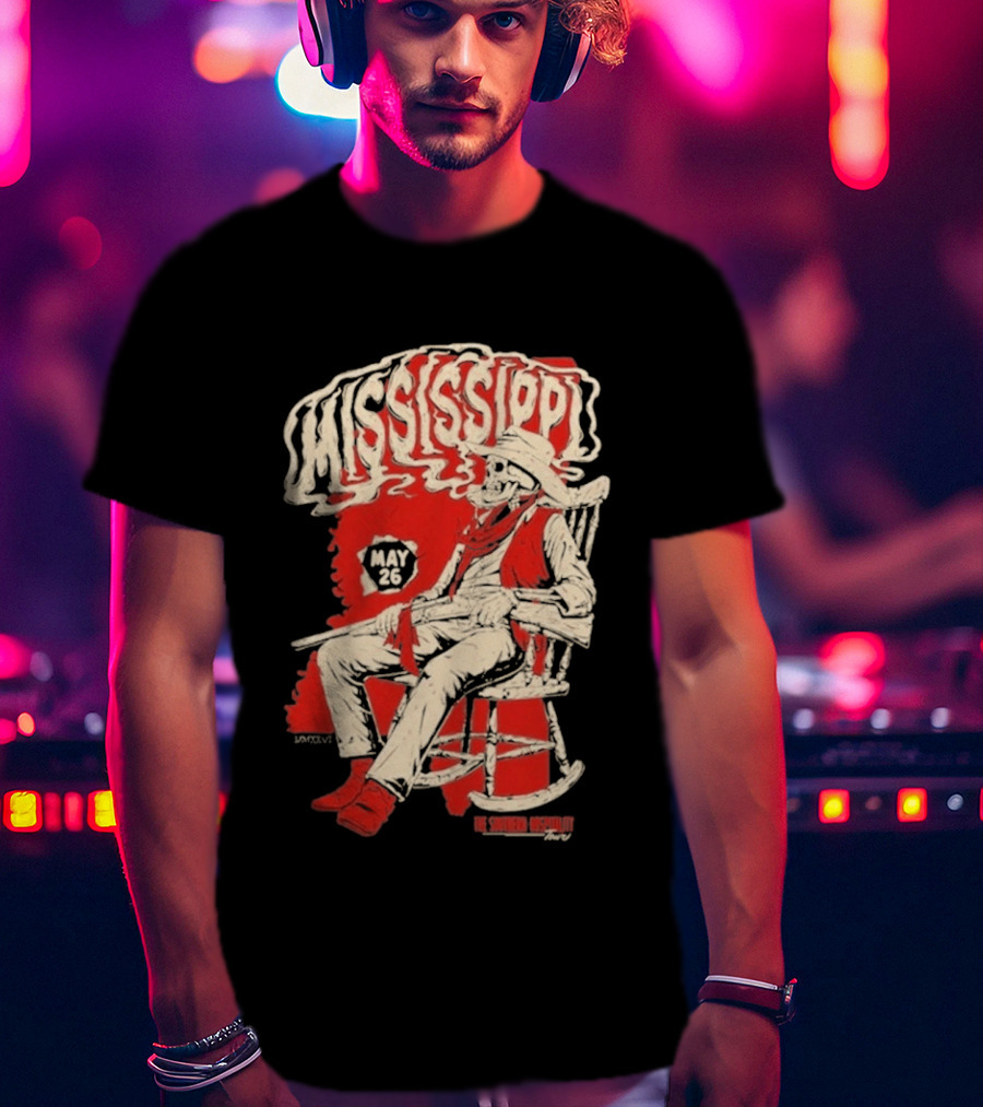 Whiskey Myers May 26 Mississippi Cowboy In Rocking Chair T-Shirt