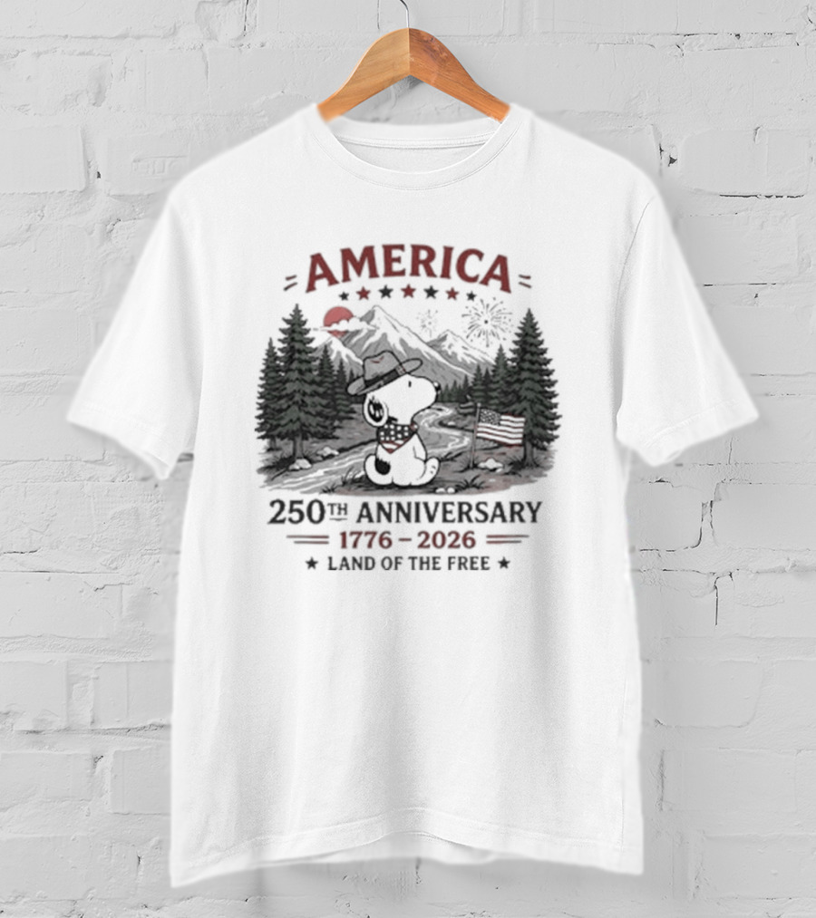 America 250th Anniversary 1776 2026 Land Of The Free Snoopy Peanuts T-Shirt