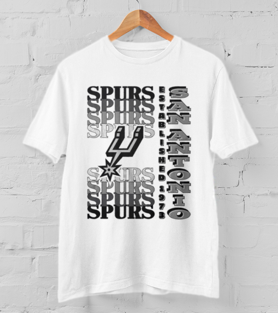 San Antonio Spurs Stacked Wordmark Logo With Iconic Spur T-Shirt