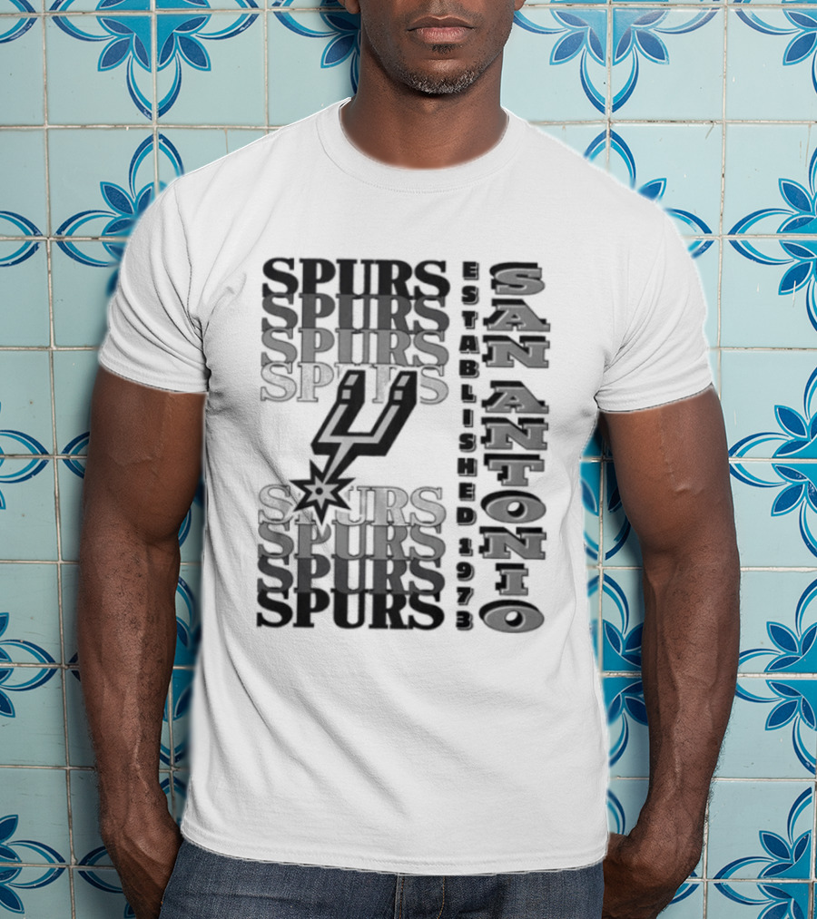 San Antonio Spurs Stacked Wordmark Logo With Iconic Spur T-Shirt