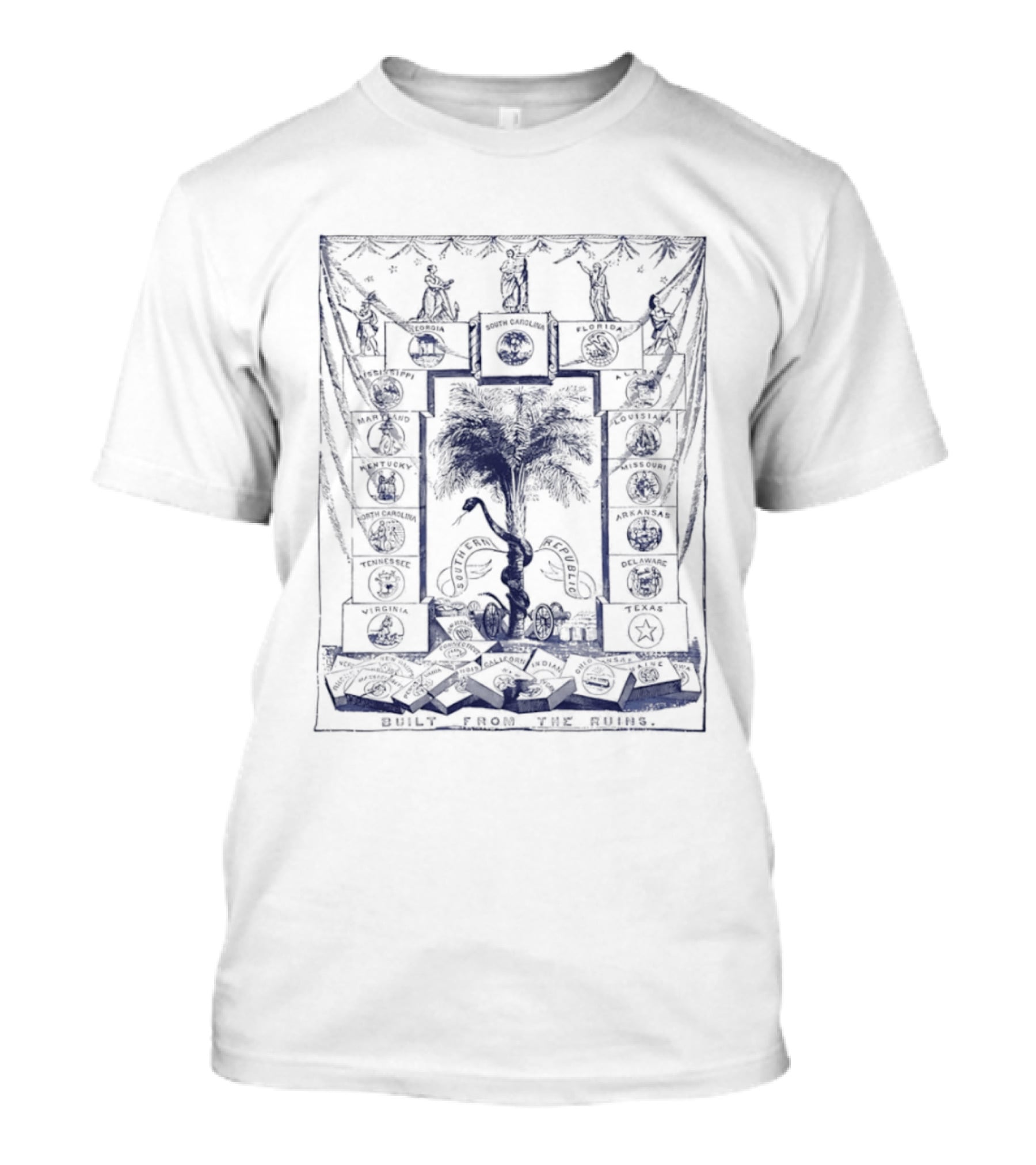 Southern Republic Built From The Ruins South Carolina Georgia Florida Palm Tree T-Shirt