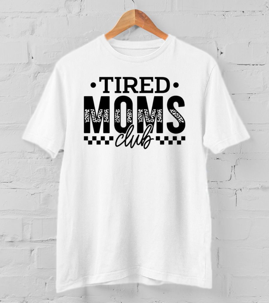 Tired Moms Club Leopard Checkered T-Shirt