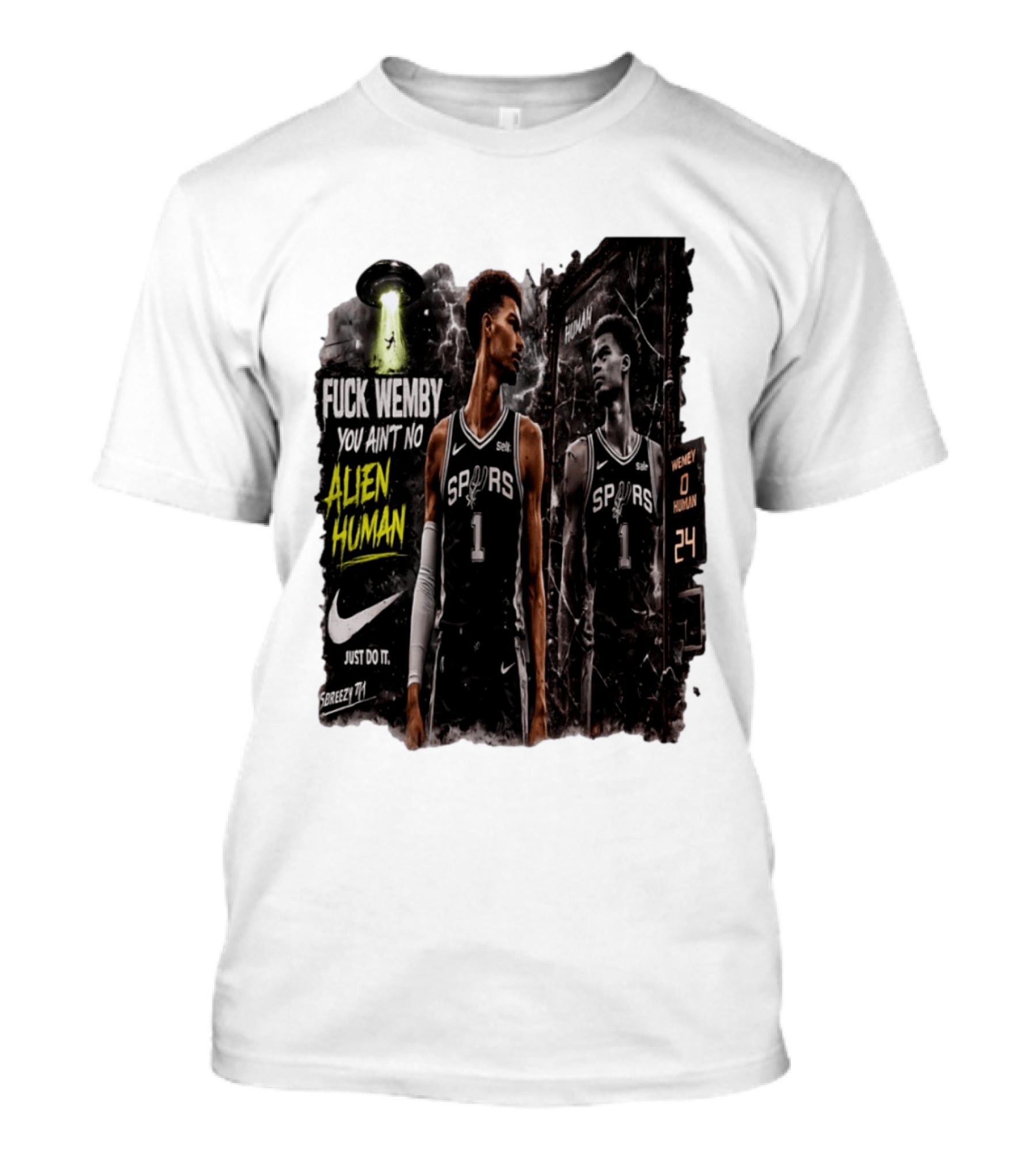 Victor Wembanyama San Antonio Spurs You Ain't No Alien Human Nike Just Do It T-Shirt