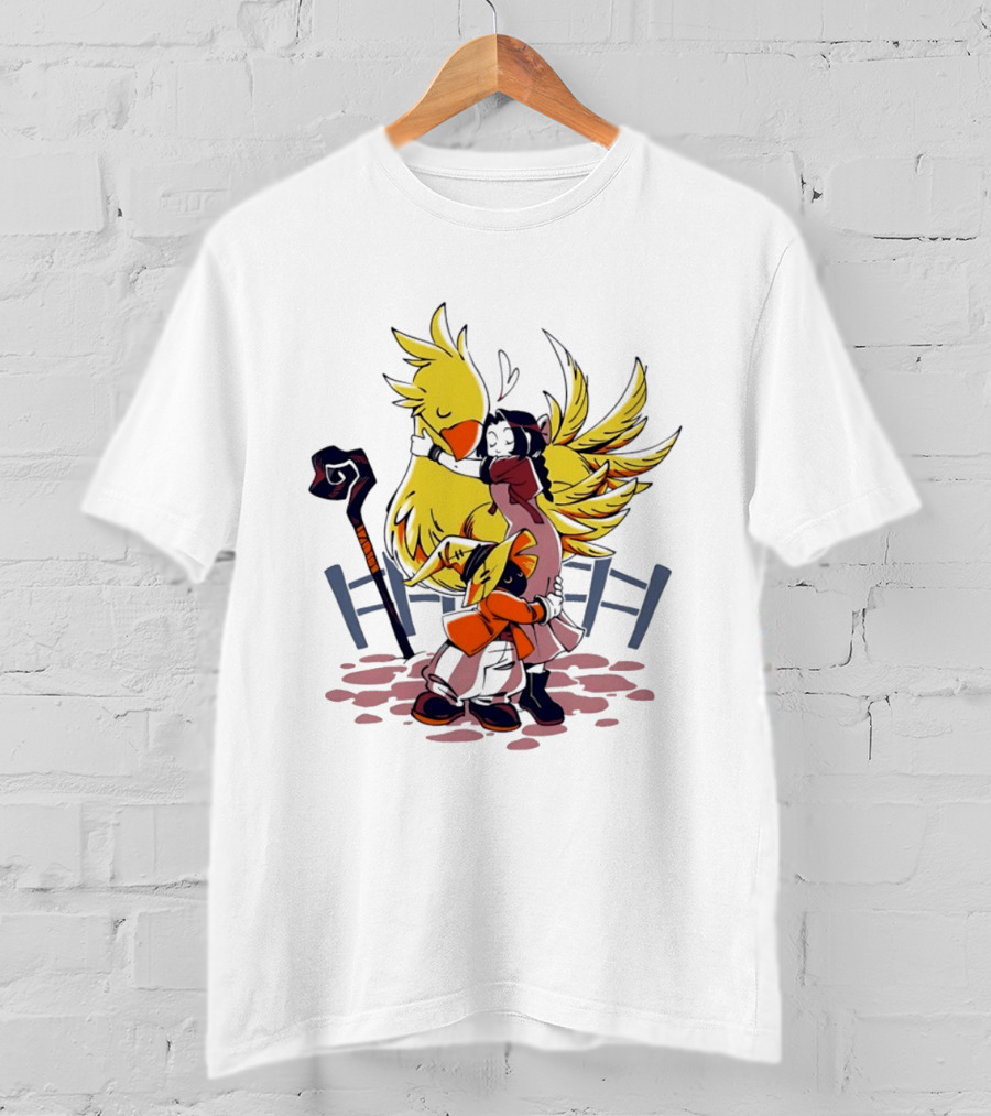 Aerith Gainsborough Vivi Ornitier Chocobo Hug Fantasy Characters Embrace T-Shirt