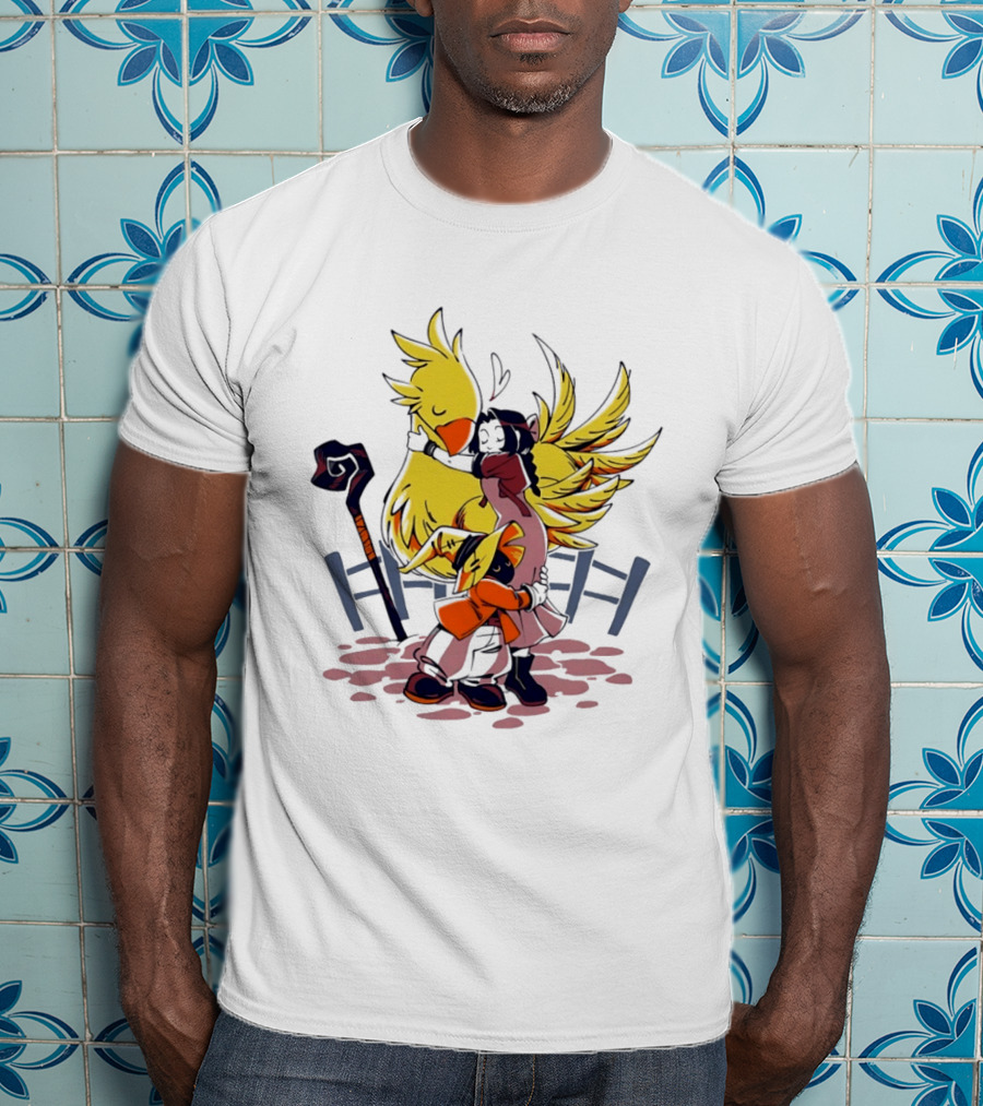 Aerith Gainsborough Vivi Ornitier Chocobo Hug Fantasy Characters Embrace T-Shirt