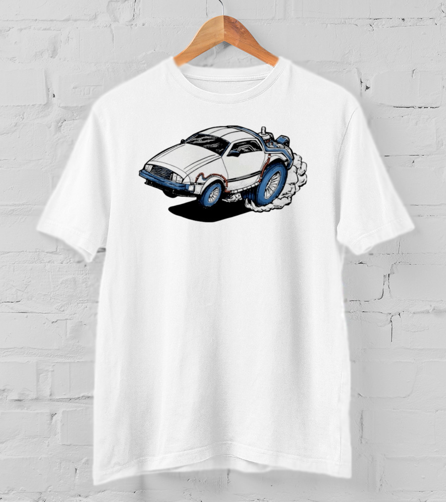 Doc Brown's DeLorean Rat Fink Hot Rod No Time To Lose Racing Car Classic Drawing T-Shirt
