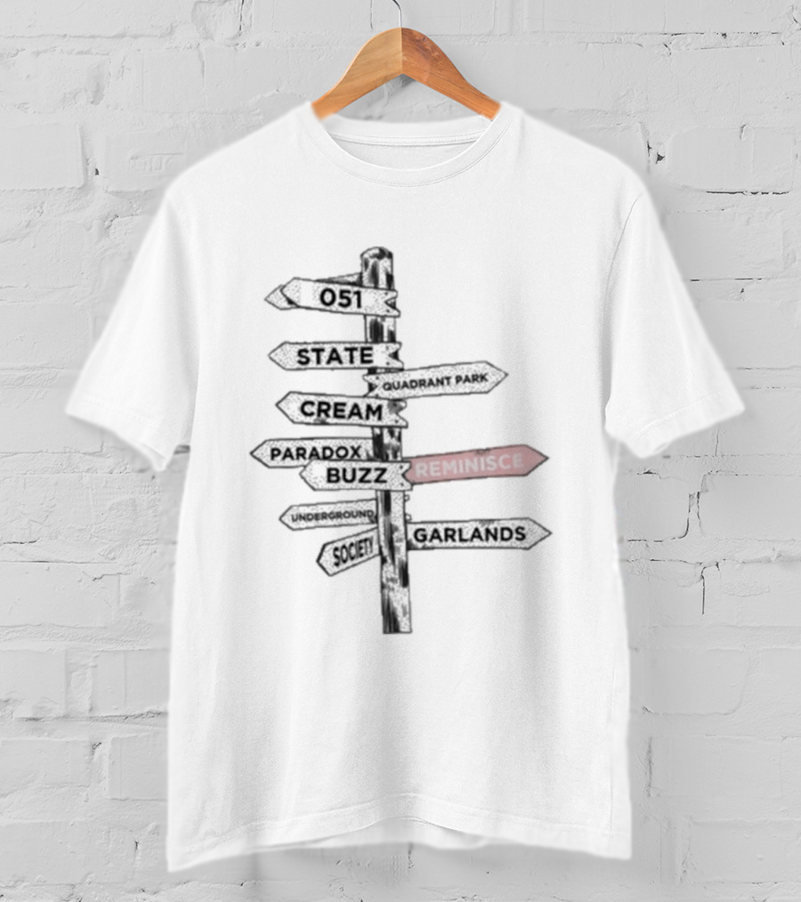 Lee Butler Liverpool Reminisce Signpost Festival Directions T-Shirt