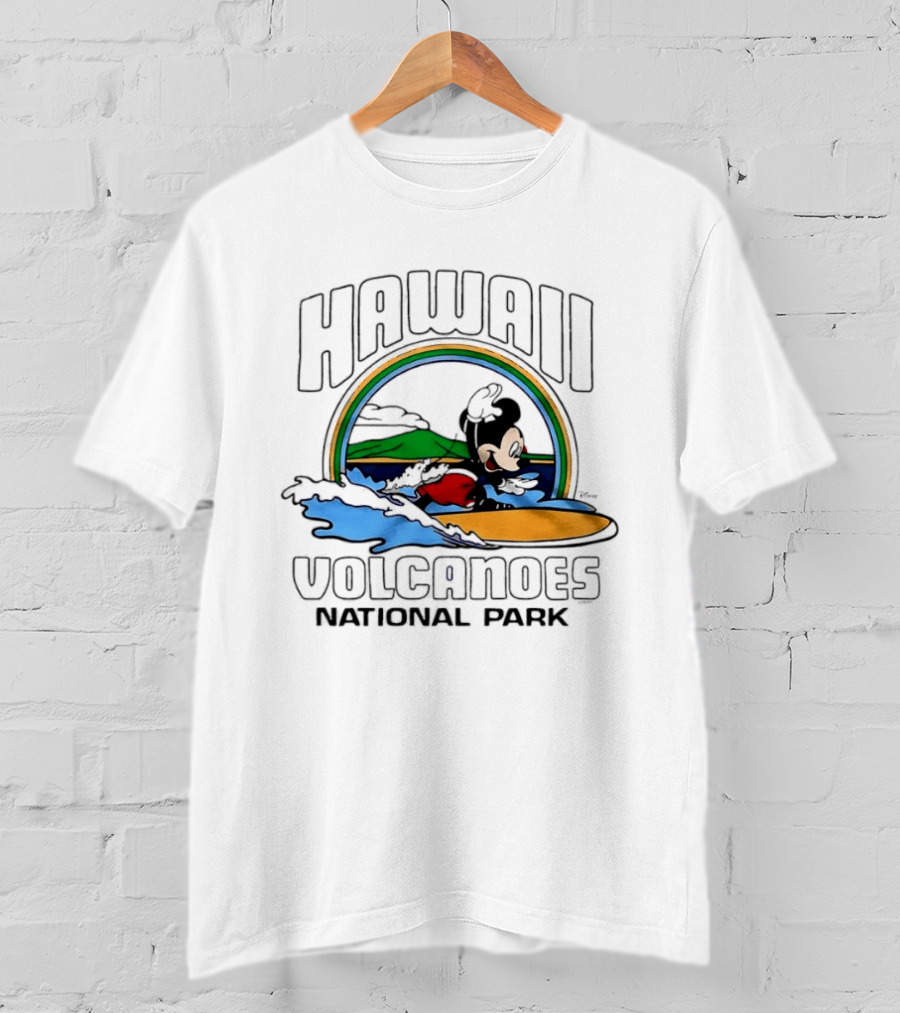 Hawaii Volcanoes National Park Mickey Mouse Surfing T-Shirt