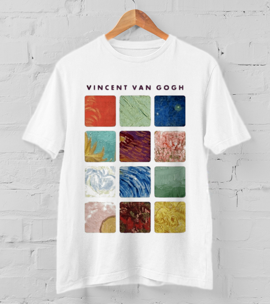 Vincent Van Gogh Paintings Iconic Colors Squares T-Shirt