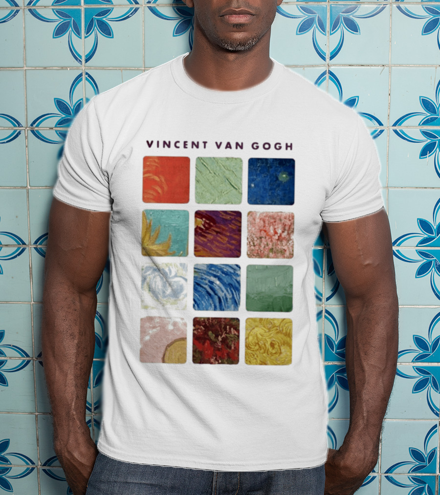 Vincent Van Gogh Paintings Iconic Colors Squares T-Shirt