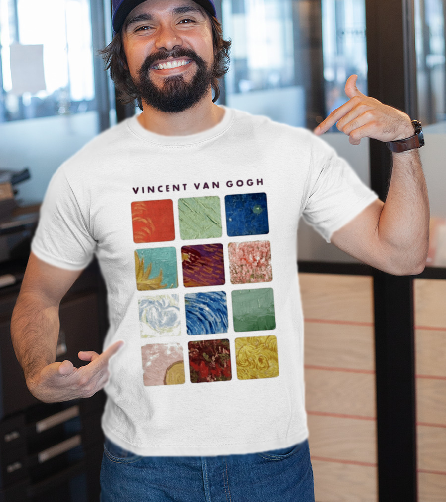 Vincent Van Gogh Paintings Iconic Colors Squares T-Shirt