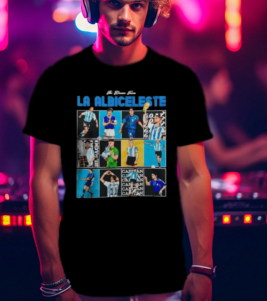 La Albiceleste Football Legends The Dream Team Soccer Series Argentina T-Shirt
