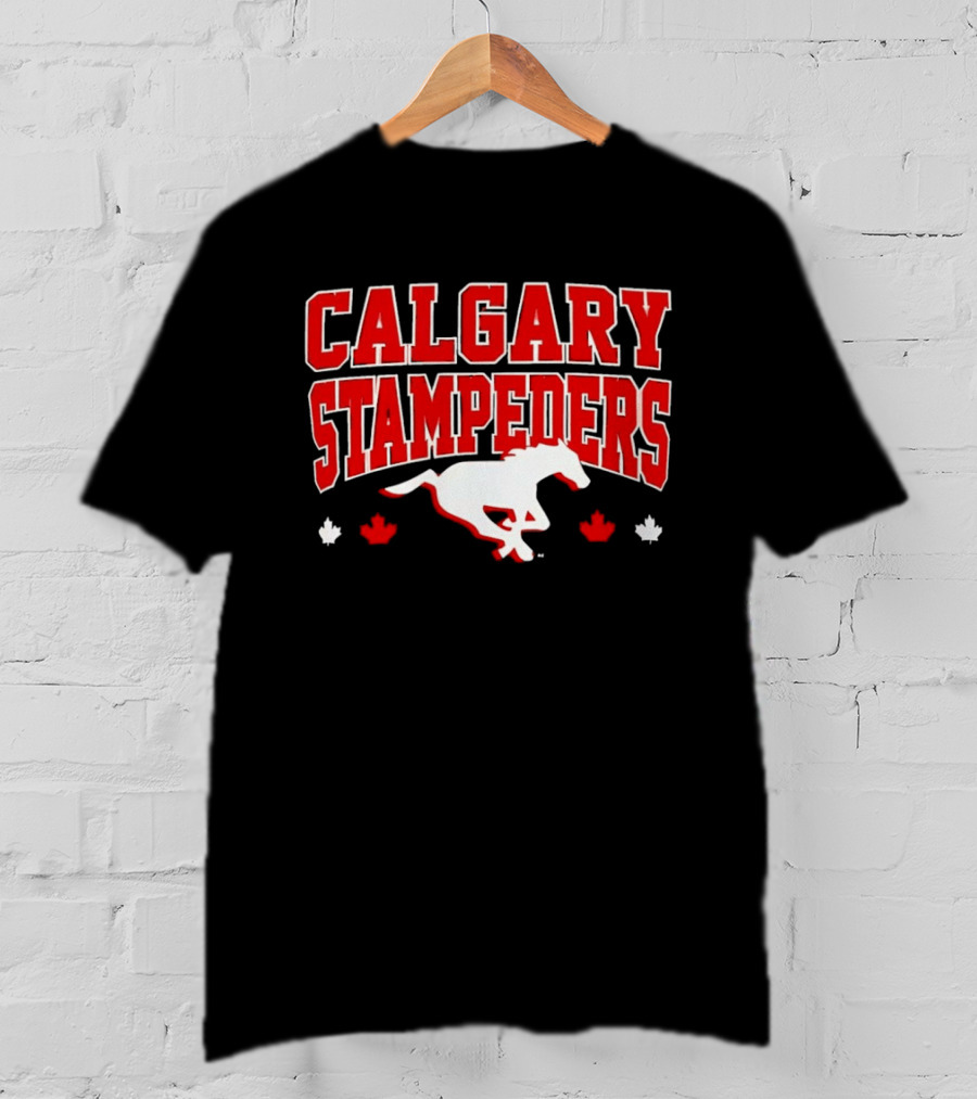 Calgary Stampeders Running Horse Maple Leaf Red Team Spirit T-Shirt