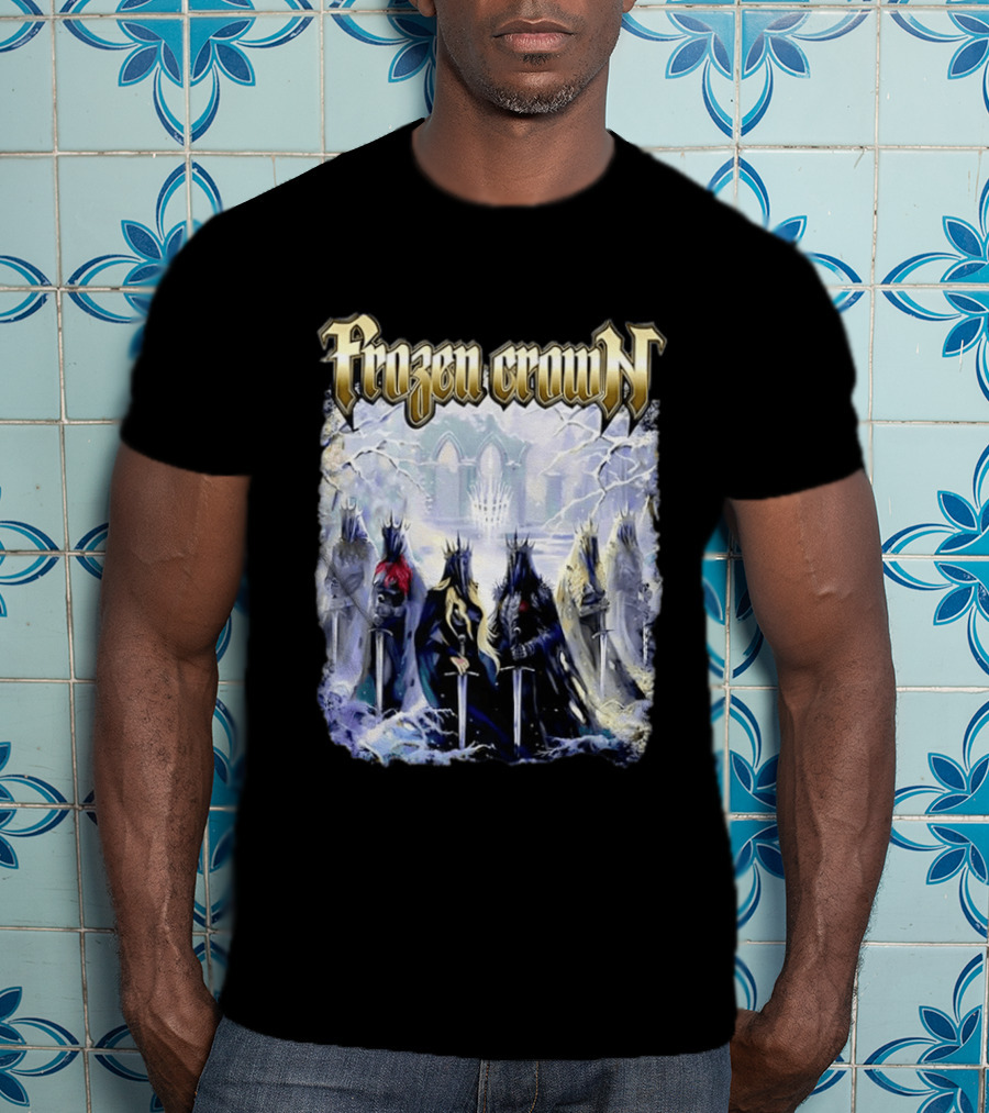 Frozen Crown Dark Fantasy Rulers Sword Wielding Monarchs T-Shirt