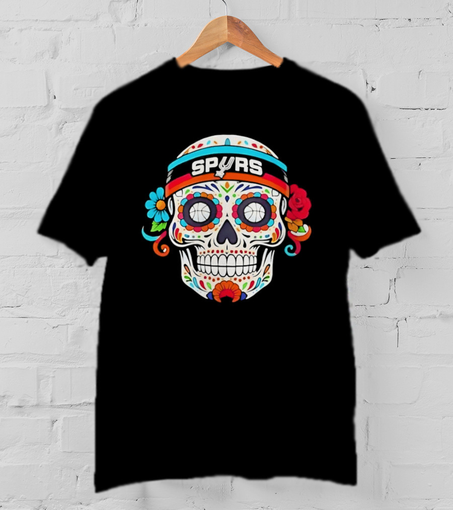 San Antonio Spurs Sugar Skull Day Of The Dead Basketball Fan T-Shirt