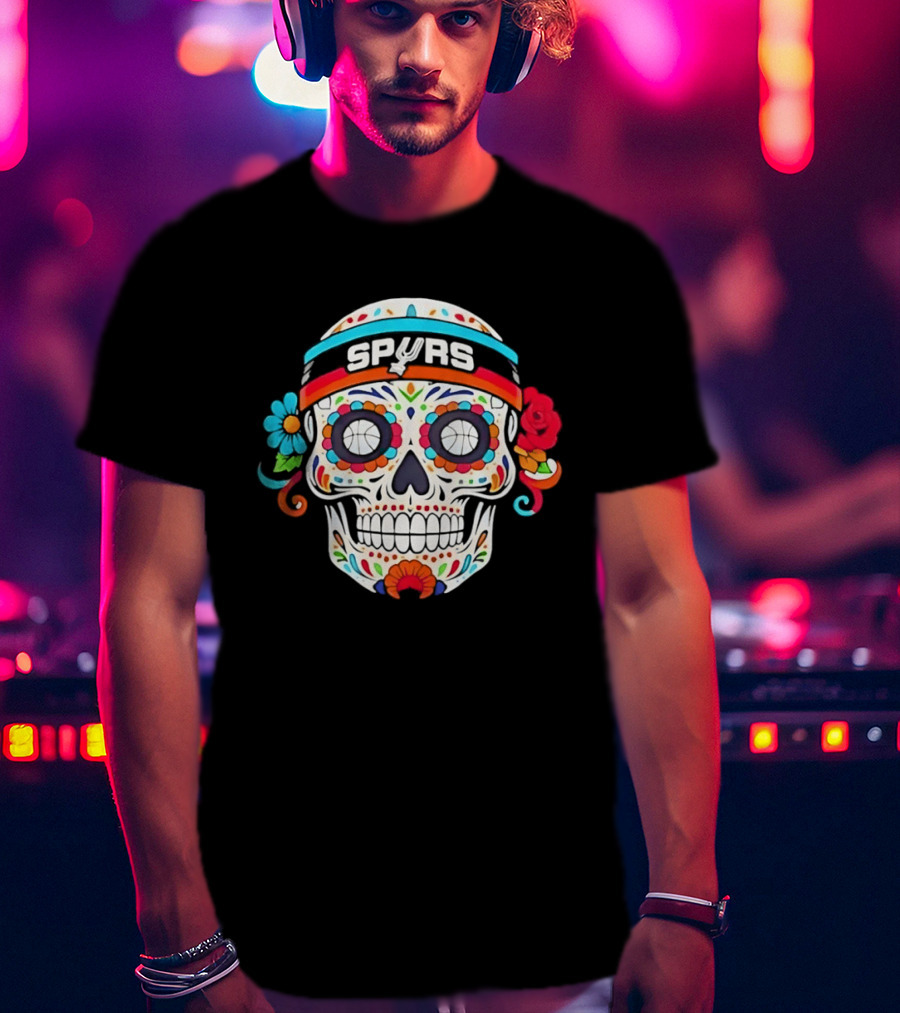 San Antonio Spurs Sugar Skull Day Of The Dead Basketball Fan T-Shirt