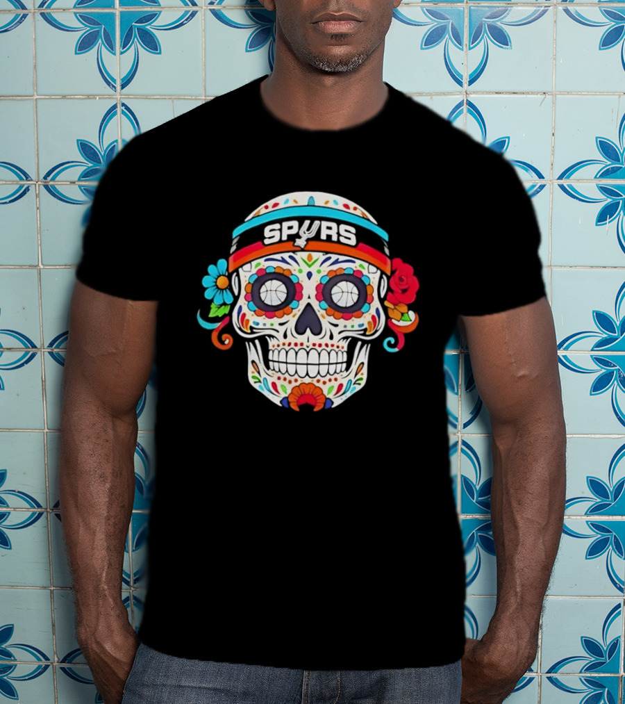 San Antonio Spurs Sugar Skull Day Of The Dead Basketball Fan T-Shirt