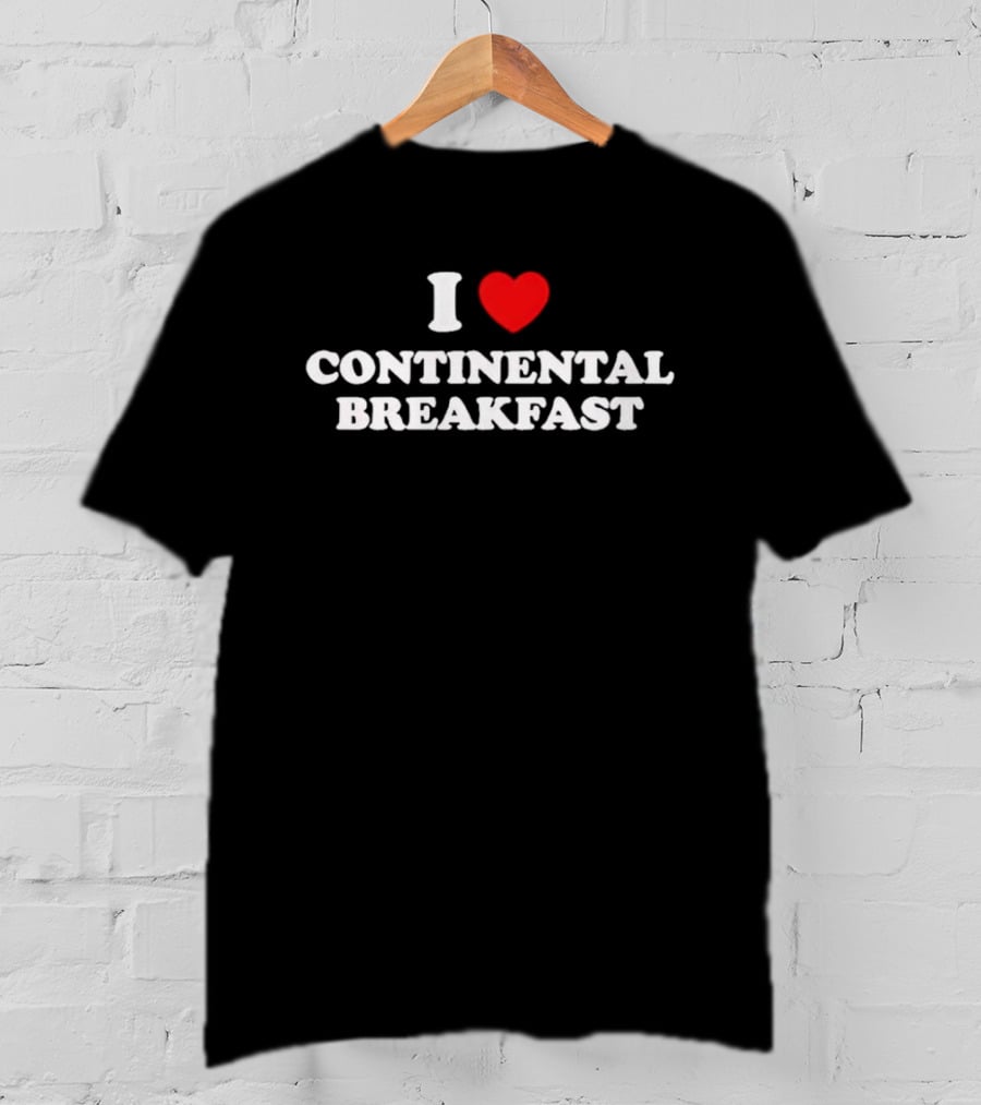 I Heart Love Continental Breakfast Black T-Shirt