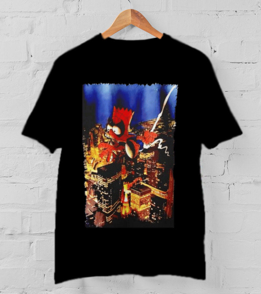 Spider Bart Bartman Swinging Through Cityscape Mexican T-Shirt