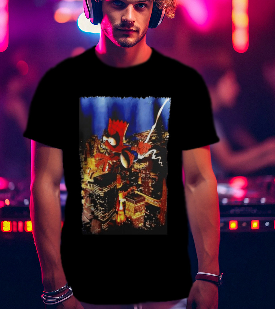 Spider Bart Bartman Swinging Through Cityscape Mexican T-Shirt