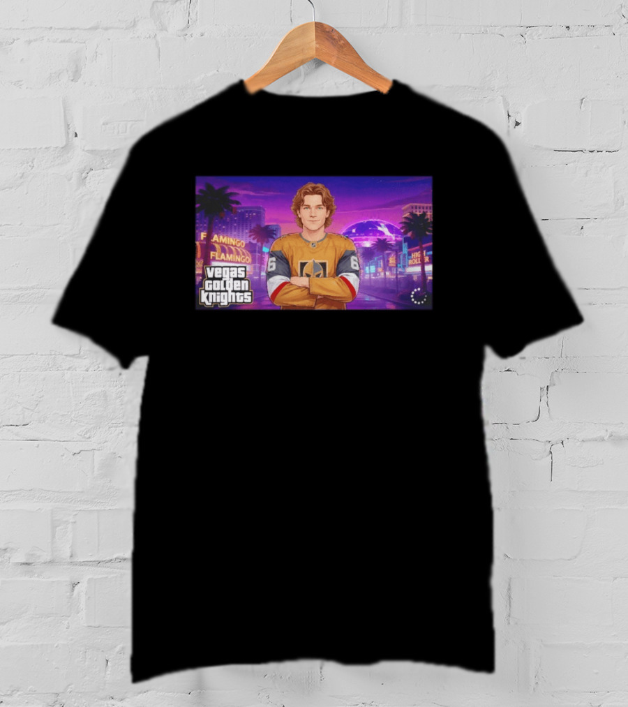 Vegas Golden Knights Kaedan Korczak Flamingo High Roller 66 T-Shirt