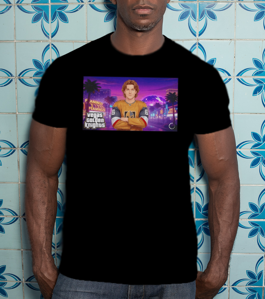 Vegas Golden Knights Kaedan Korczak Flamingo High Roller 66 T-Shirt