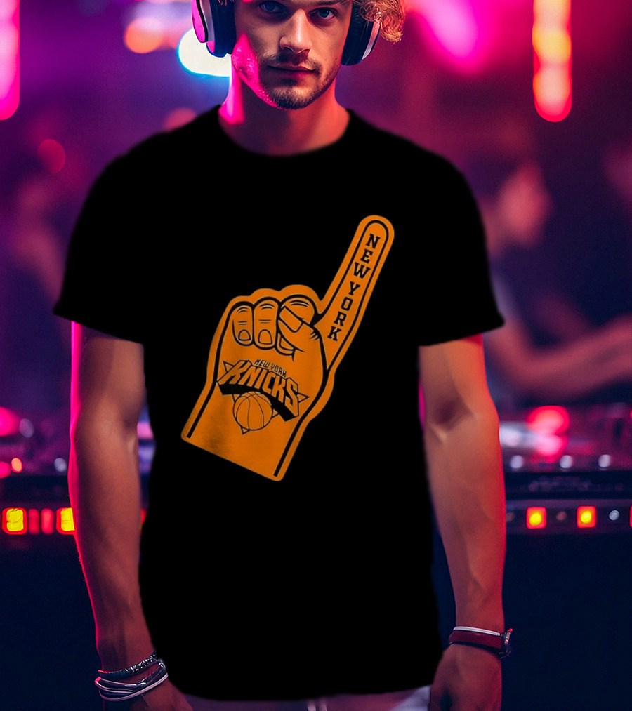 New York Knicks Foam Finger Basketball Fan Gear T-Shirt