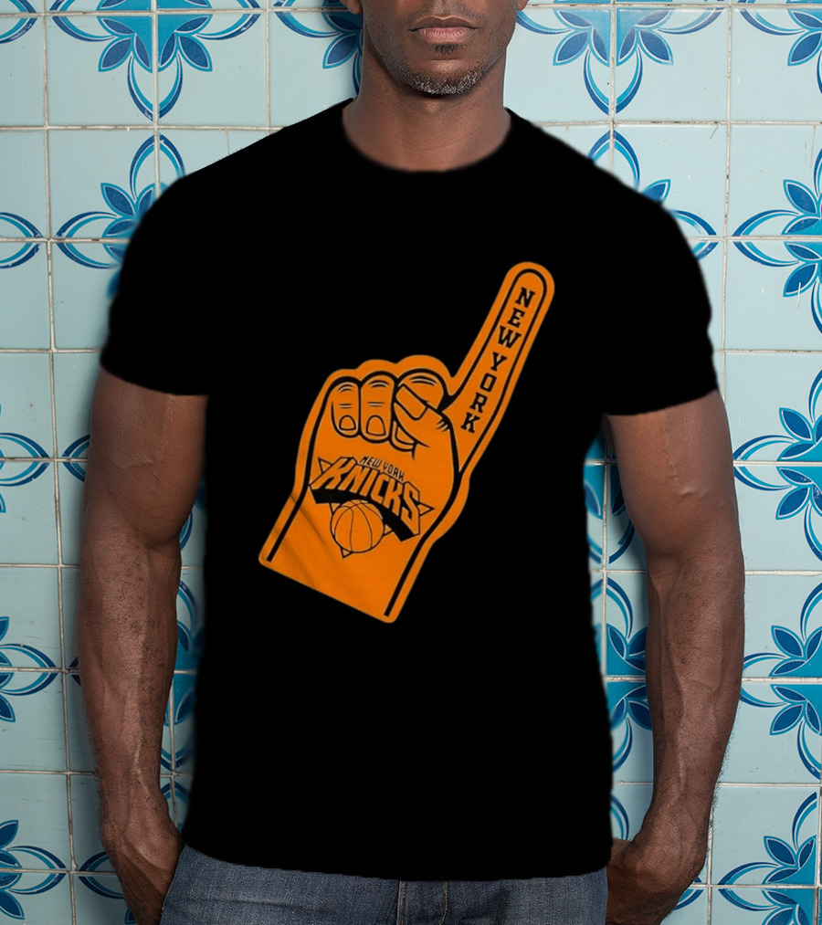 New York Knicks Foam Finger Basketball Fan Gear T-Shirt