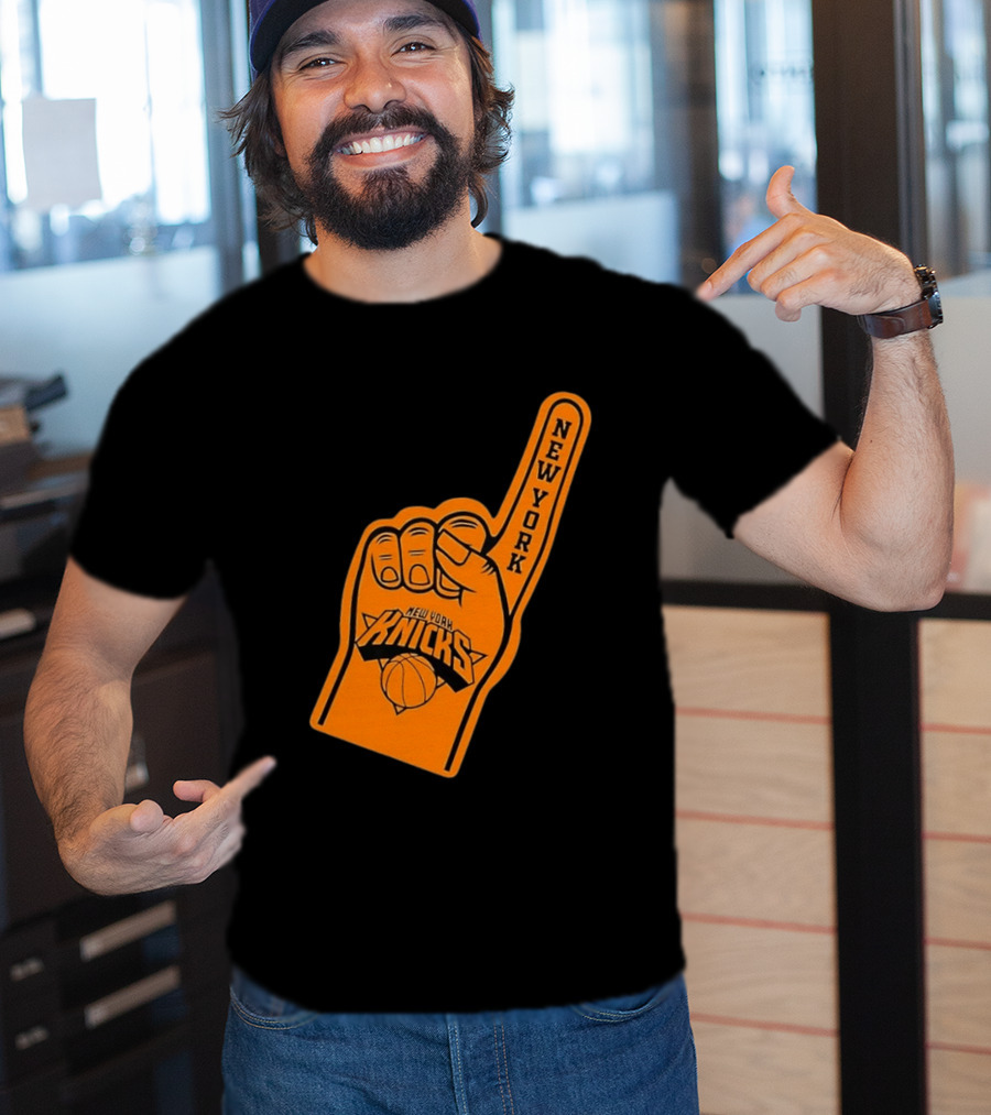 New York Knicks Foam Finger Basketball Fan Gear T-Shirt