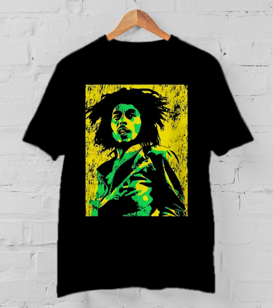 Bob Marley One Love Reggae Art Green Yellow T-Shirt