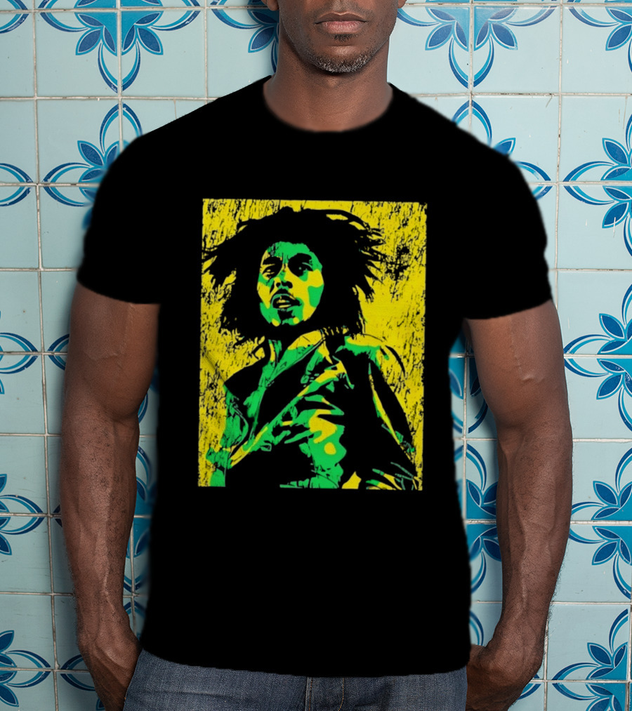 Bob Marley One Love Reggae Art Green Yellow T-Shirt