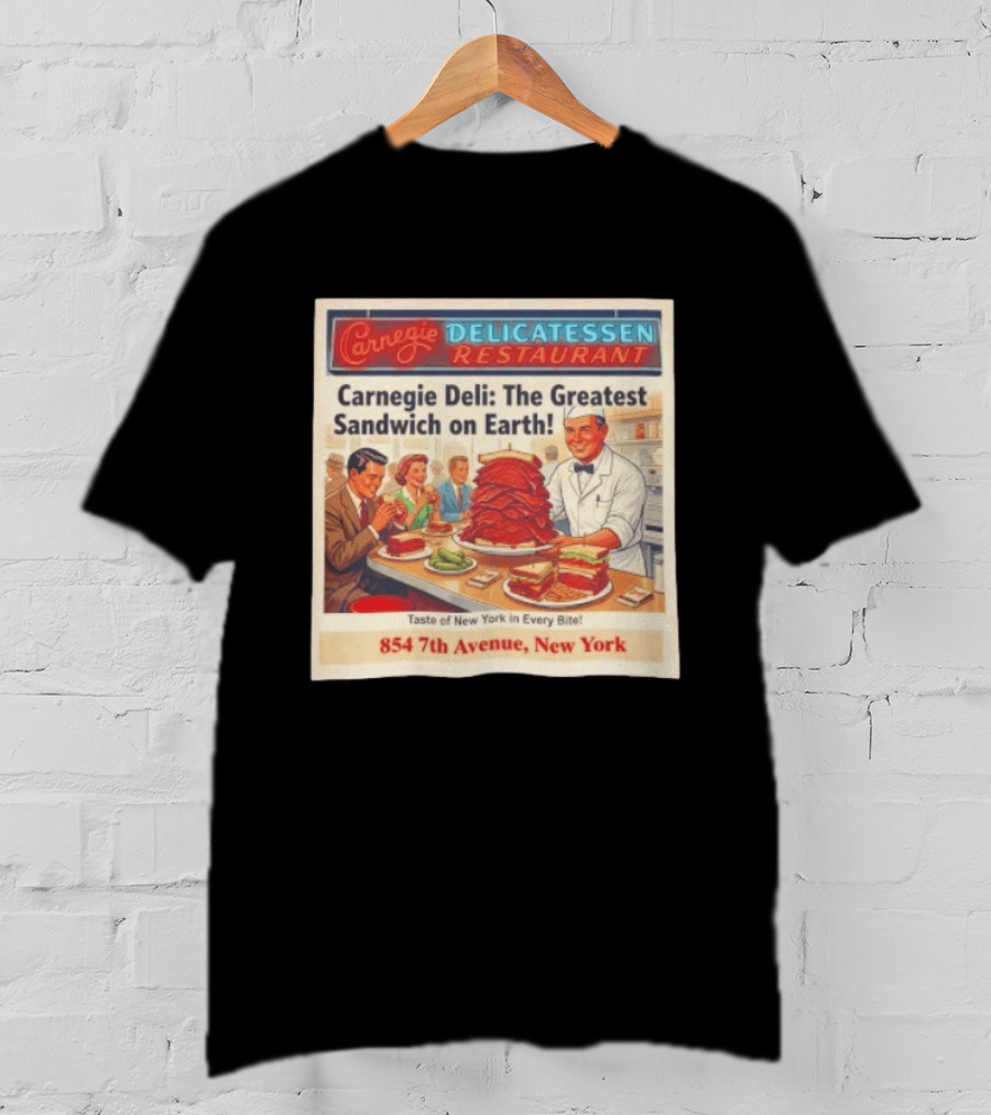 Carnegie Delicatessen Restaurant Carnegie Deli The Greatest Sandwich On Earth 854 7th Avenue New York T-Shirt