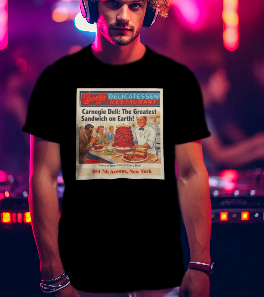 Carnegie Delicatessen Restaurant Carnegie Deli The Greatest Sandwich On Earth 854 7th Avenue New York T-Shirt