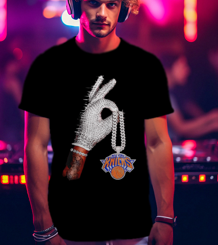 New York Knicks Iceman Glove Chain Basketball Fashion T-Shirt