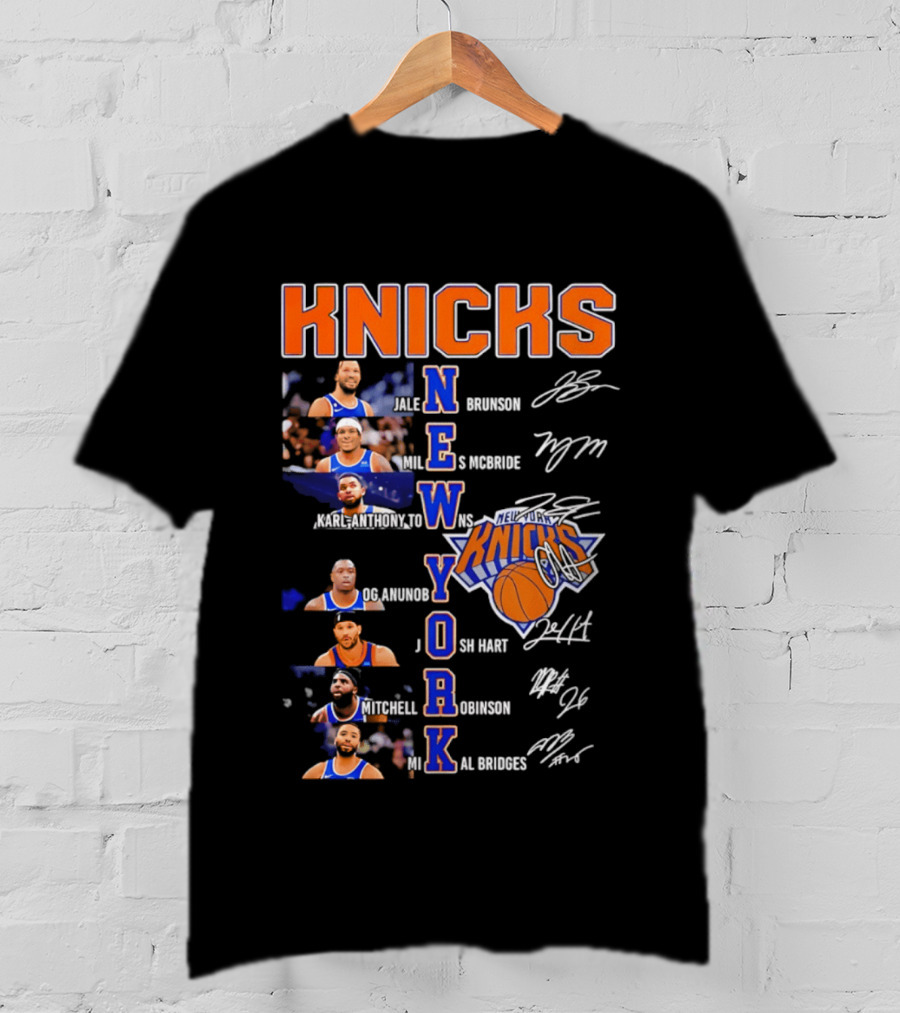 Knicks Jalen Brunson Julius Randle RJ Barrett Josh Hart Mitchell Robinson Immanuel Quickley Quentin Grimes RJ Randle Bridges Knicks Basketball T-Shirt